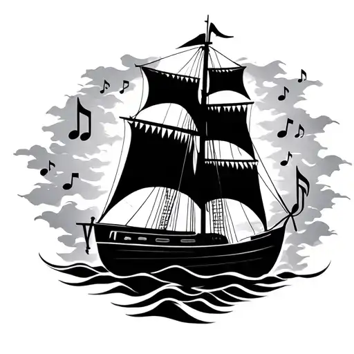 Sailboat And Music Note Intertwined