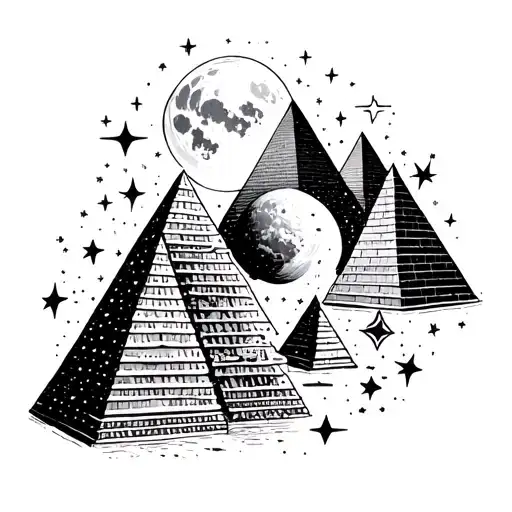 Pyramids And Stars Planet Alignment Moon