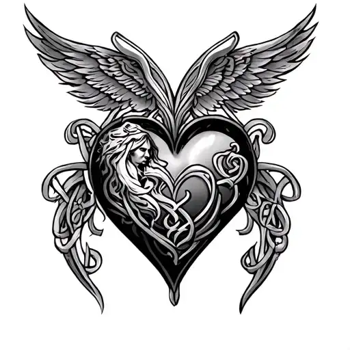 Celtic Heart Tatoo With The Characters F & A Combined Integrated