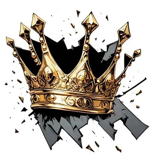 Shattered Gold Crown Made Of Money