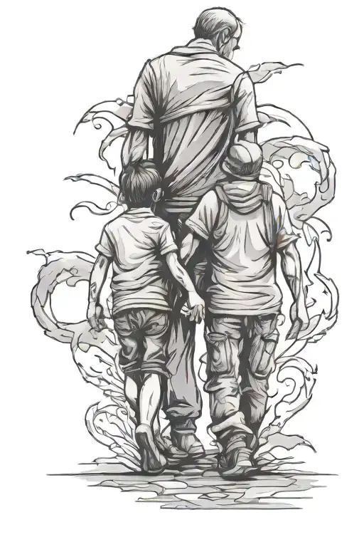 Father And Son Holding Hands