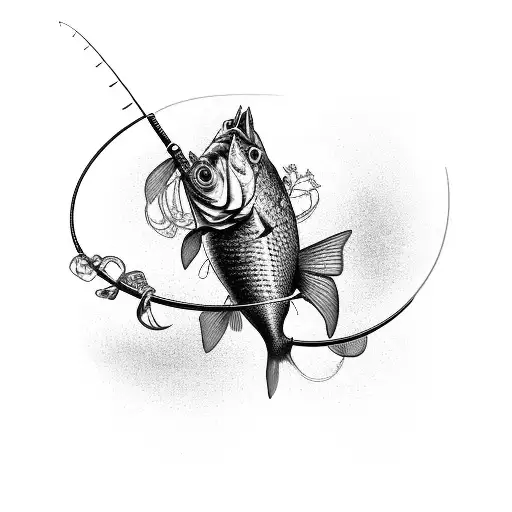 A Fishing Rod Intertwined With Blooming Flowers