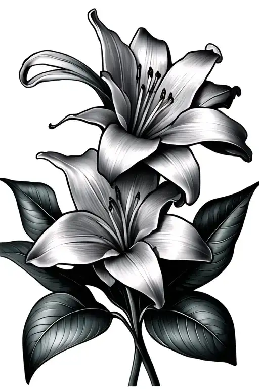 Flowers Lily With Leaves