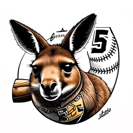 Female Kangaroo With A Softball Jerseynumber 15