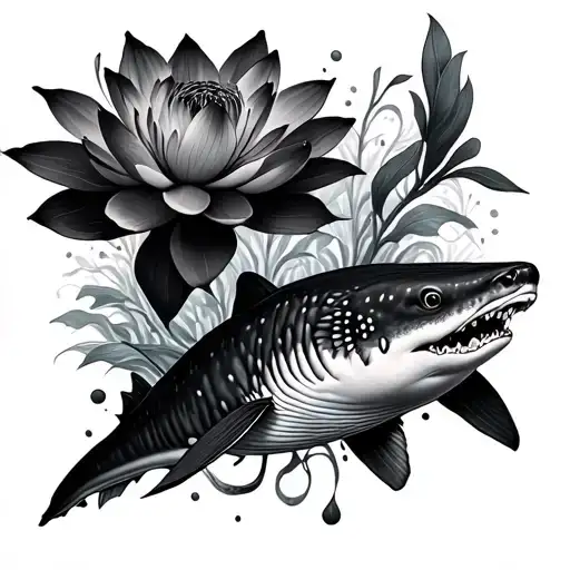 Lotus Flowers And Whale Sharks