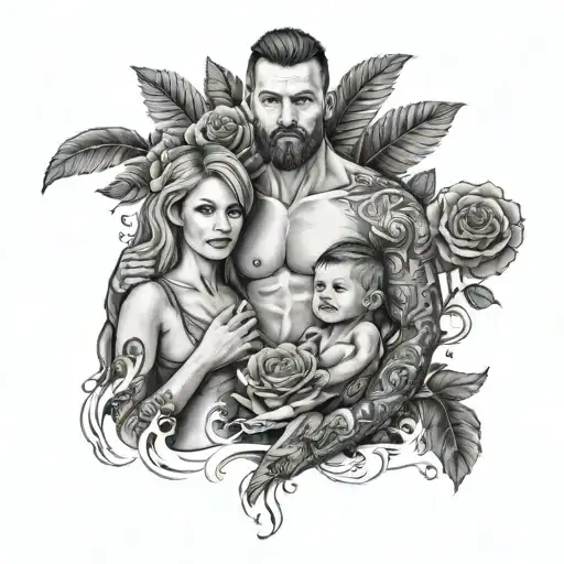 Family Of 3 Mom Dad Son Full Body