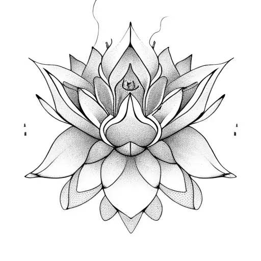 A Serene Lotus Flower Surrounded By Delicate Fine Line Art