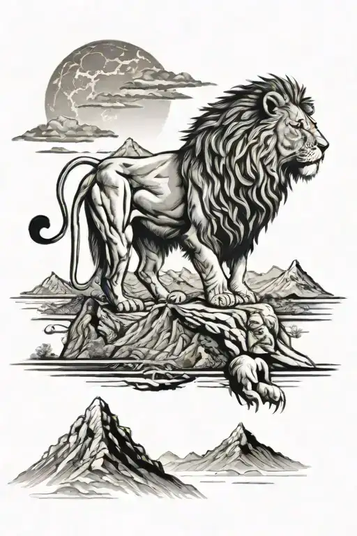 Lion Of Judah And Mountains Panorama