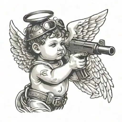 Gangser Street Baby Angel Aiming A Gun