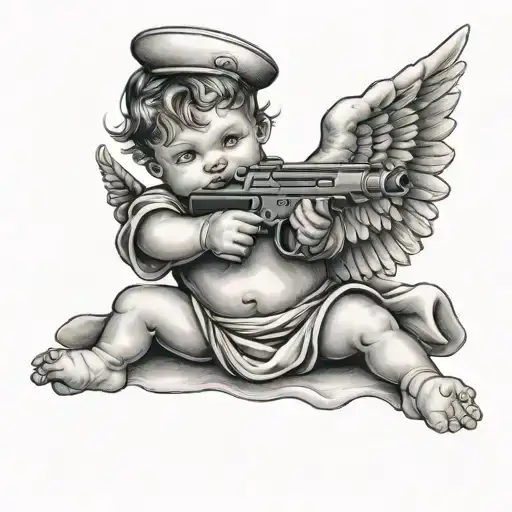 Gangser Street Baby Angel Aiming A Gun