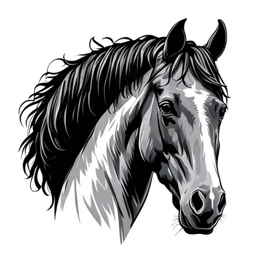 Horse In Forest Scene