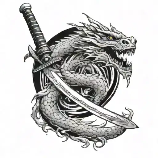 Katana With The Blade Made Of Water Dragon