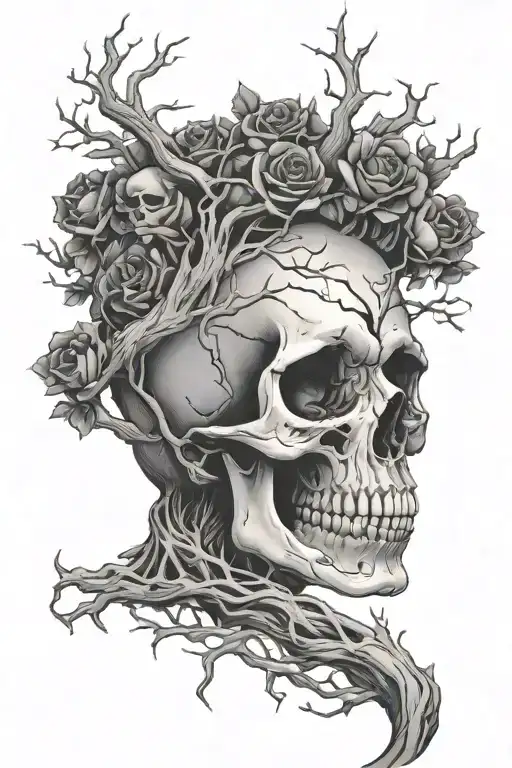 Skull Lady Death Tree Intertwined