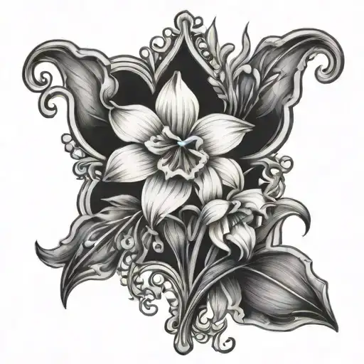 Daffodil And Lily Of Valley Symmetrical Pattern