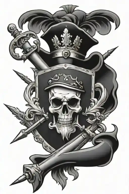 Dial Coat Of Arms Scottish Crossed Cannons And Skull