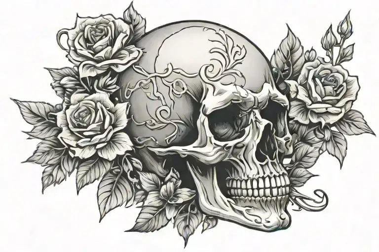 Skull And Flowers