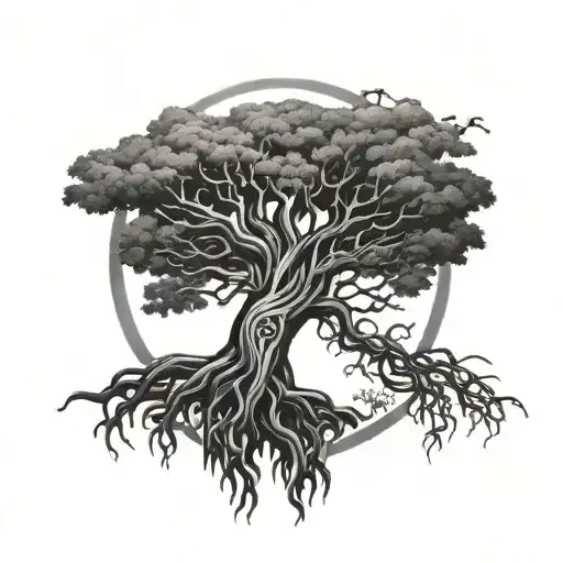 Celtic Tree Roots Forming The Circle Of Life Cycle