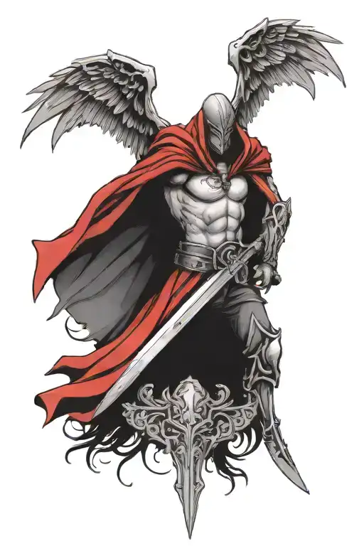 A Sword With Wings And A Red Cape