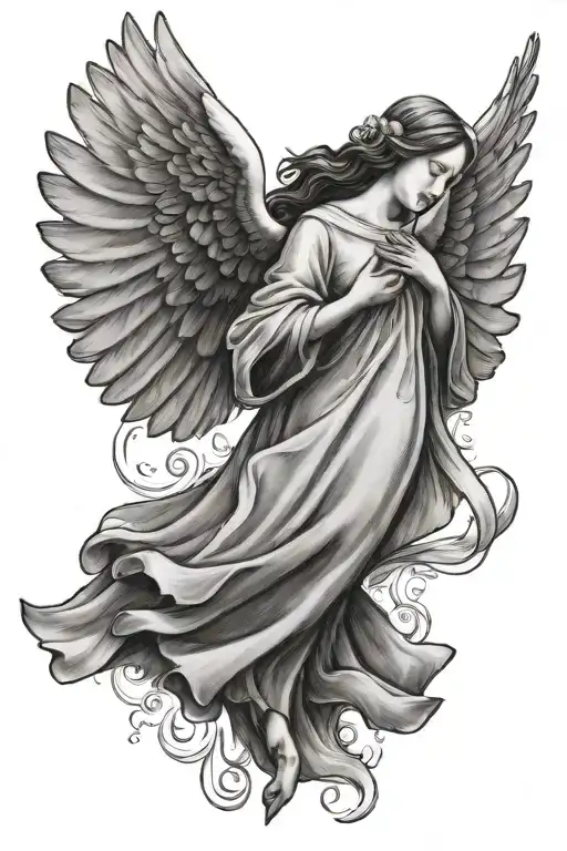 Mary And Dove Flying