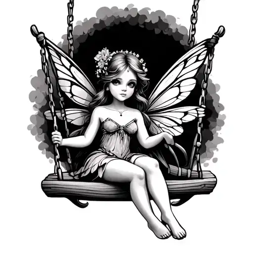 Cute Fairy On A Swing