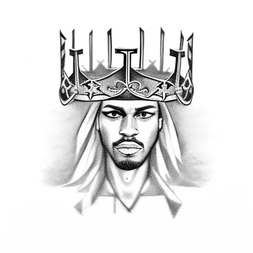 A Detailed Portrait Of Lancey Foux Wearing A Crown Of Upside Crosses