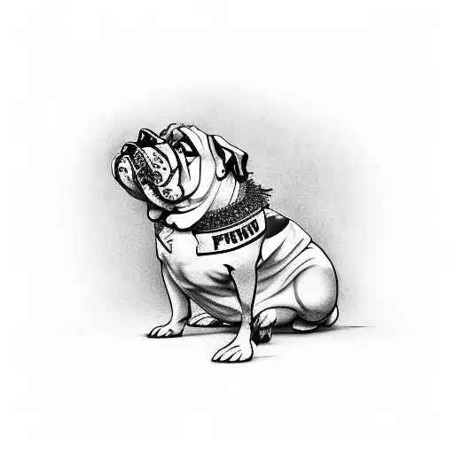 A Football Player Tackling A Bulldog