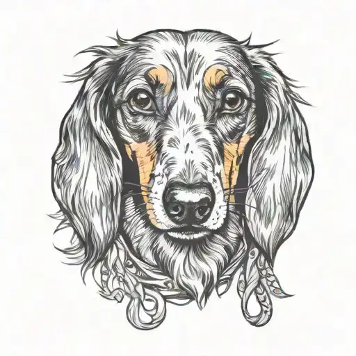 Sketch Dachshund Face Line Work Tattoo Design