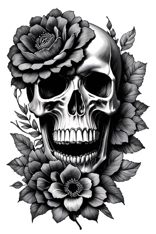Skull And Flower