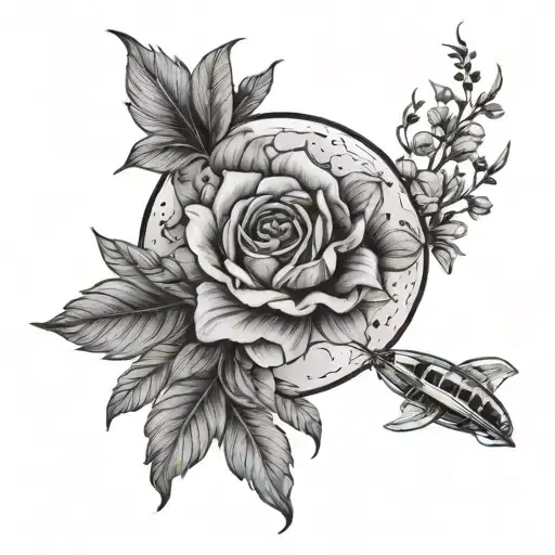 Floral Moon And Saturn