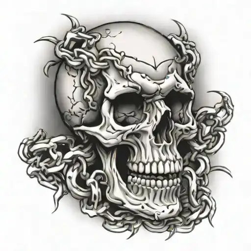 Skull And Chains Breaking And Bursting