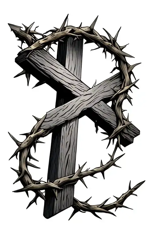 Old Rugged Cross With Crown Of Thorns Hanging In Corner