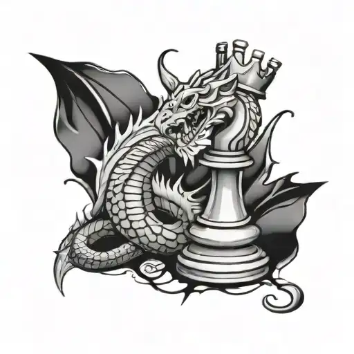 King Chess Piece With A Dragon Wrapped Around