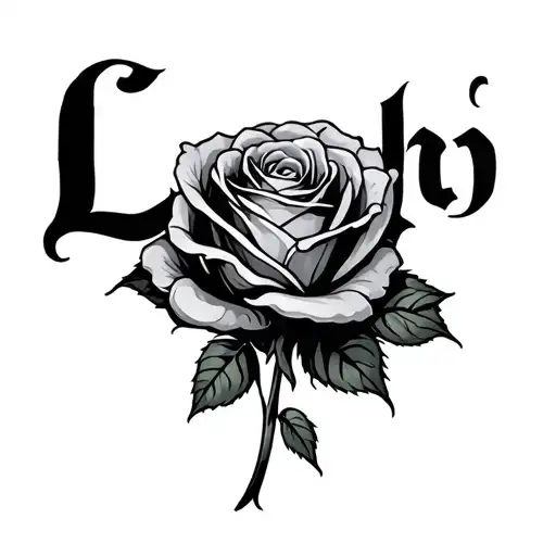 Litch Text With Rose Intertwined