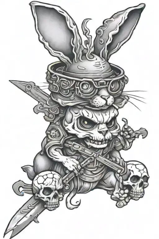 Killer Bunny Holding Skull
