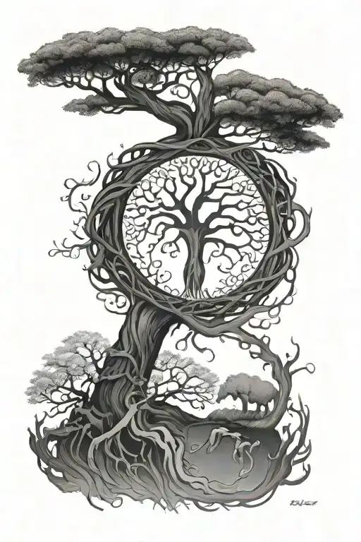 Tree Of Life Trunk Girl Silloute