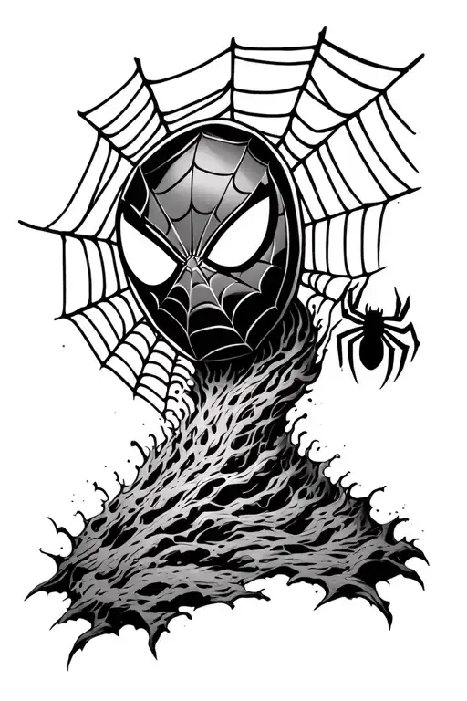 Unfinished Spider Web With Spider Spinning Down A Web And Hidden Spiderman Logo