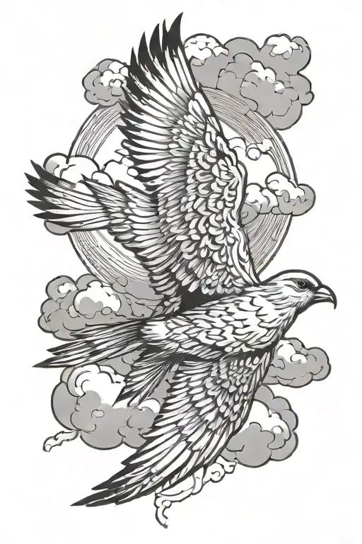 Croos Clouds Bird Flying