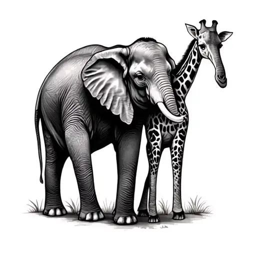 Elephant And Giraffe