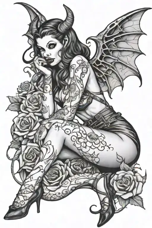 Sad Goth Succubus Pin Up Girl