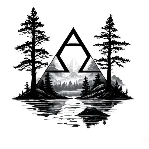 Triforce With Nature Scene Inside