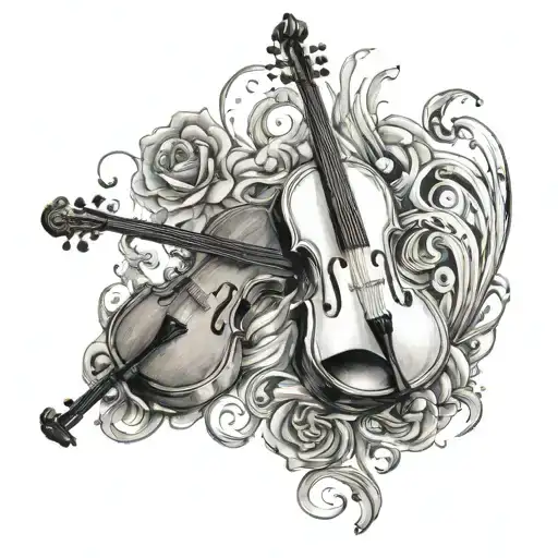 Guitar And Violin Merged Together By Smoke