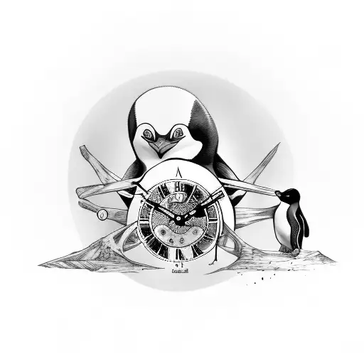 Penguin Skeleton Clock
