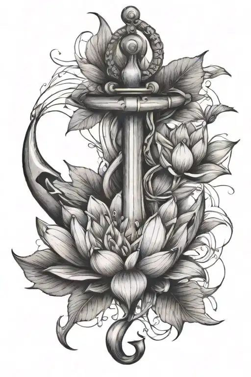 Anchor And Lotus Flower
