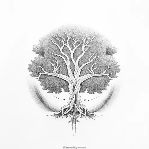 Tree Of Life With Greek God Ocean
