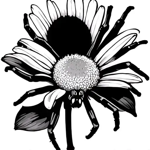 Spider Climbing A Daisy