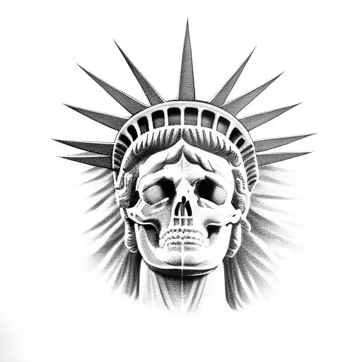 Statue Of Liberty Half Skull Face