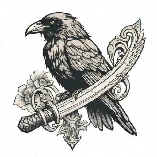 Raven Holding Sword