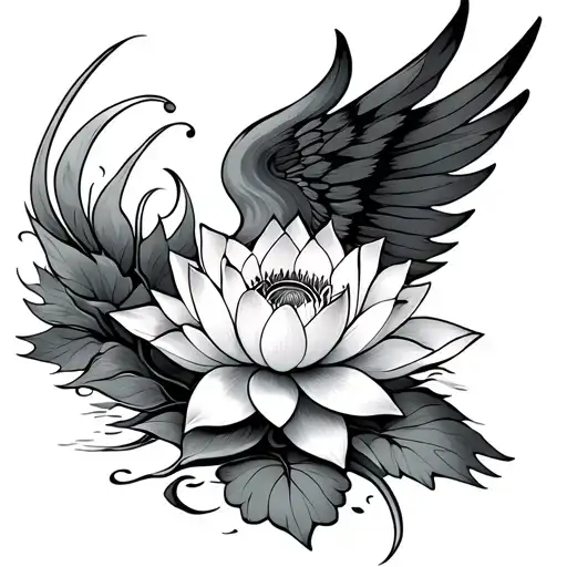 Wing And Lotus Flower