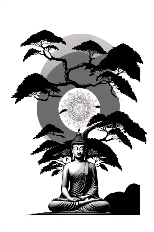 Buddha Sat Under A Bodhi Tree