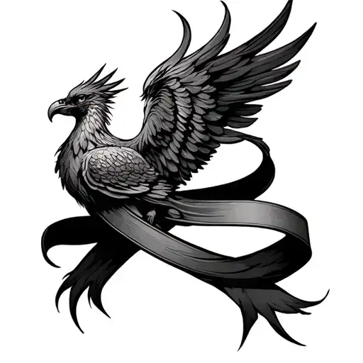 Ribbon With Phoenix Rising From The Ashes